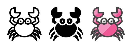 Multipurpose Crab Vector Icon in Outline, Glyph, Filled Outline Style