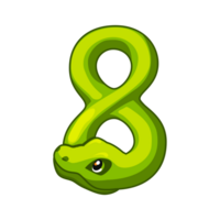 Snake font. Digit 8. Cartoon Eight number. png