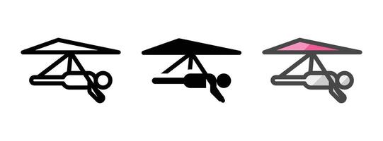 Multipurpose Hang Gliding Vector Icon in Outline, Glyph, Filled Outline Style