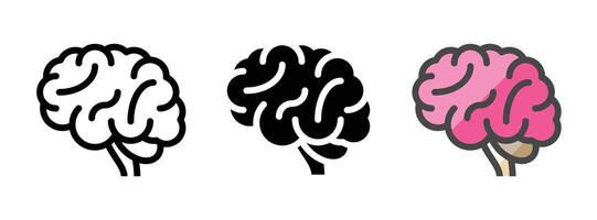 Multipurpose Brain Vector Icon in Outline, Glyph, Filled Outline Style