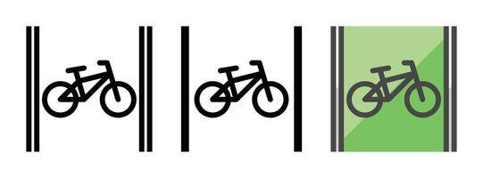 Multipurpose Bike Lane Vector Icon in Outline, Glyph, Filled Outline Style