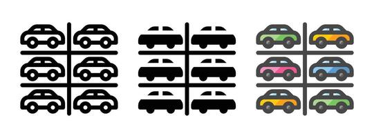 Multipurpose Parking Lot Vector Icon in Outline, Glyph, Filled Outline Style