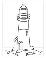 Light House Coloring Page, Kids Coloring Pages vector