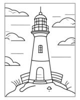 Light House Coloring Page, Kids Coloring Pages vector