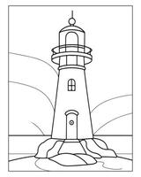 Light House Coloring Page, Kids Coloring Pages vector