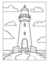 Light House Coloring Page, Kids Coloring Pages vector