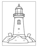 Light House Coloring Page, Kids Coloring Pages vector