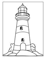 Light House Coloring Page, Kids Coloring Pages vector