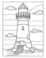 Light House Coloring Page, Kids Coloring Pages vector