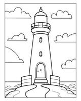 Light House Coloring Page, Kids Coloring Pages vector