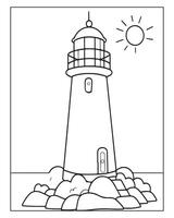 Light House Coloring Page, Kids Coloring Pages vector