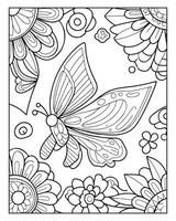 hermosa mariposa colorante página vector