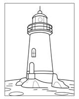 Light House Coloring Page, Kids Coloring Pages vector