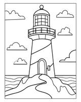 Light House Coloring Page, Kids Coloring Pages vector