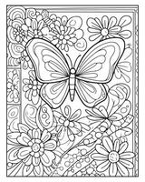Beautiful butterfly Coloring Page vector