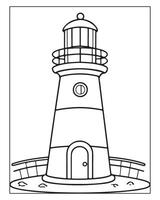 Light House Coloring Page, Kids Coloring Pages vector