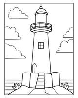 Light House Coloring Page, Kids Coloring Pages vector