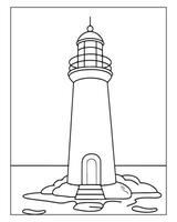 Light House Coloring Page, Kids Coloring Pages vector