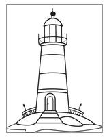 Light House Coloring Page, Kids Coloring Pages vector