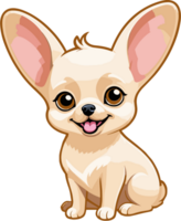 AI generated Happy cute chihuahua puppy cartoon character with large ears isolated, design element for puppy, small dog breed, pet clipart, nursery, baby, kids, sticker, animal, pet shop logo png