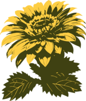 AI generated Isolated two tone blooming flower silhouette illustration on transparent background png, floral element, spring decoration, summer, gardening, clipart, botany png