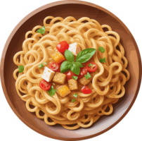 AI generated Delicious pan fried noodle recipe, illustration on transparent background, perfect design element for Asian food idea, fusion dish, cook and kitchen art, pasta, calories, health, nutrient png