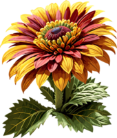 AI generated Two tone Flower illustration isolated on transparent background png, floral design element for card, spring decoration, summer, gardening, large bloom, clipart, botany png