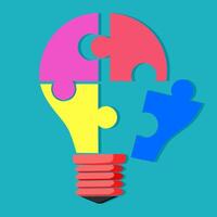 light bulb jigsaw puzzle  icon. vector