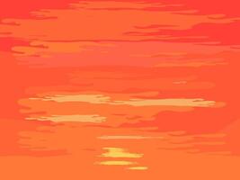 Summer orange sky. evening at the beach vector