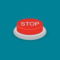 Red stop button. Stop concept vector