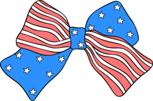 Coquette Ribbon Bow 4th of July doodle outline png