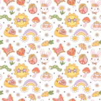 Retro spring pattern seamless doodle png