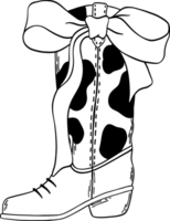 Coquette cowgirl boots outline for coloring png
