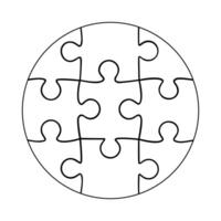 Round jigsaw. Jigsaw puzzle with thinking puzzle game vector