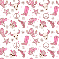 Disco cowgirl seamless pattern png