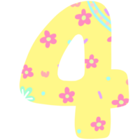 Numbers of easter pastel font png hand drawn