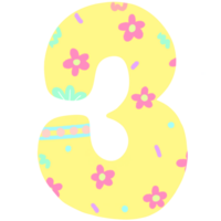 Numbers of easter pastel font png hand drawn