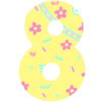 Numbers of easter pastel font png hand drawn