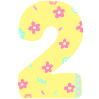 Numbers of easter pastel font png hand drawn