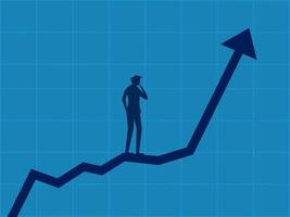 Businessman standing and analyzing the growth graph vector