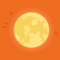 Halloween night orange moon. Abstract background vector