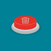 Red trash button. the idea of delete vector