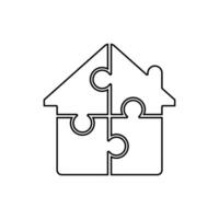 House puzzle icon. Business building. Vector