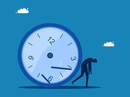 Waste of time. Depressed businessman with ticking clock vector