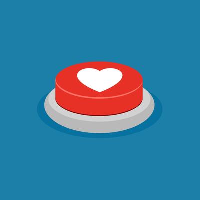 Red heart button. Concept like
