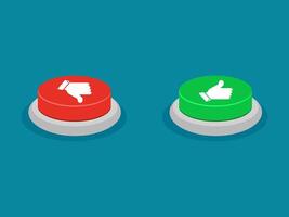 Like and dislike buttons. isolated on a blue background vector