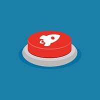 Red rocket button vector