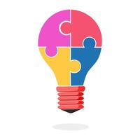 ight bulb jigsaw puzzle  icon. vector