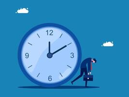 ineffective ideas. Depressed businessman with clock time vector