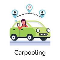 Trendy Carpooling Concepts vector